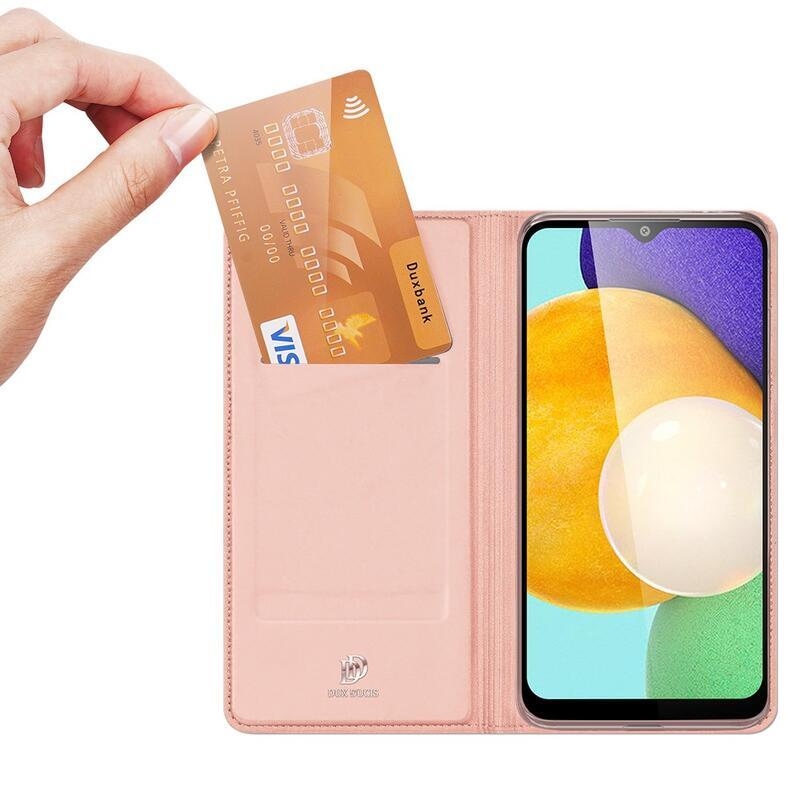 DUX elegáns PU bőr tok Samsung Galaxy A03s (166.6 x 75.9 x 9.1mm) - rózsaarany színben