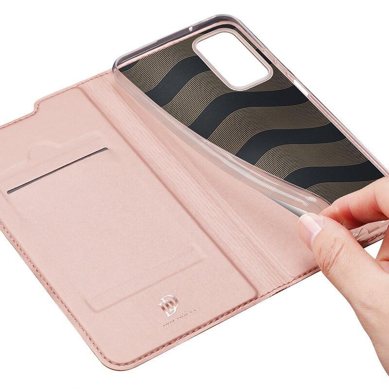 DUX elegáns PU bőr tok Samsung Galaxy A03s (166.6 x 75.9 x 9.1mm) - rózsaarany színben