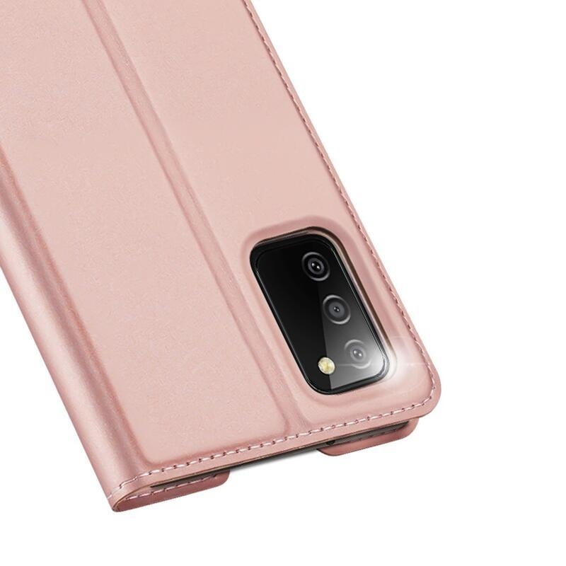 DUX elegáns PU bőr tok Samsung Galaxy A03s (166.6 x 75.9 x 9.1mm) - rózsaarany színben