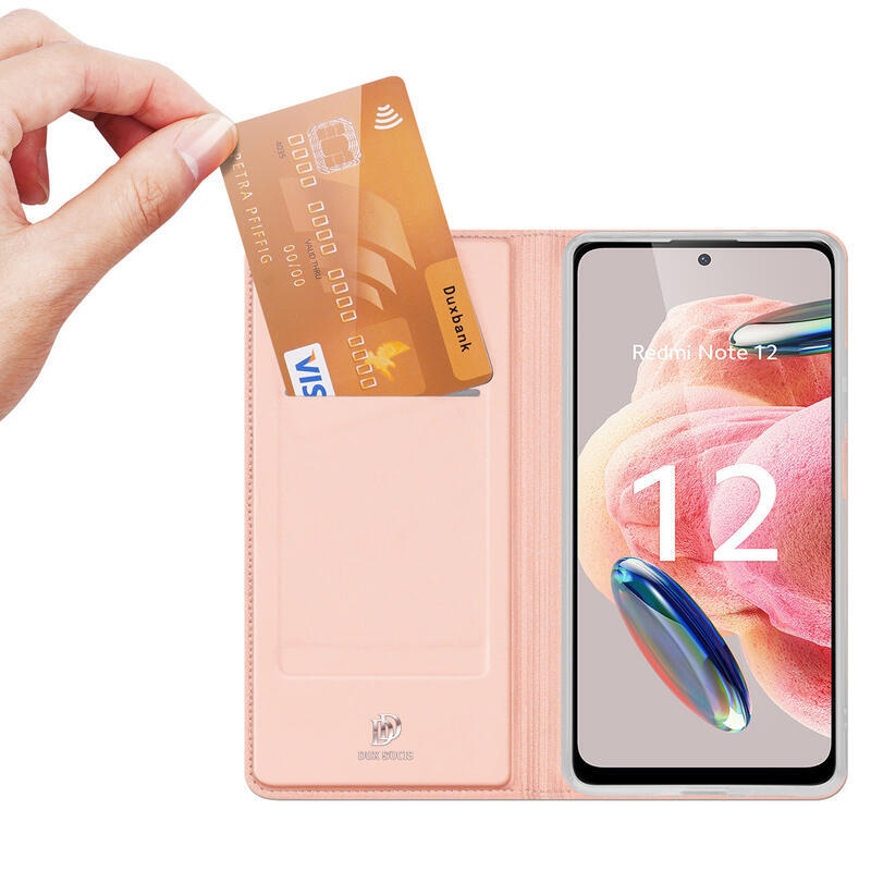 DUX könyvtáska Xiaomi Redmi Note 12 4G - rózsaarany