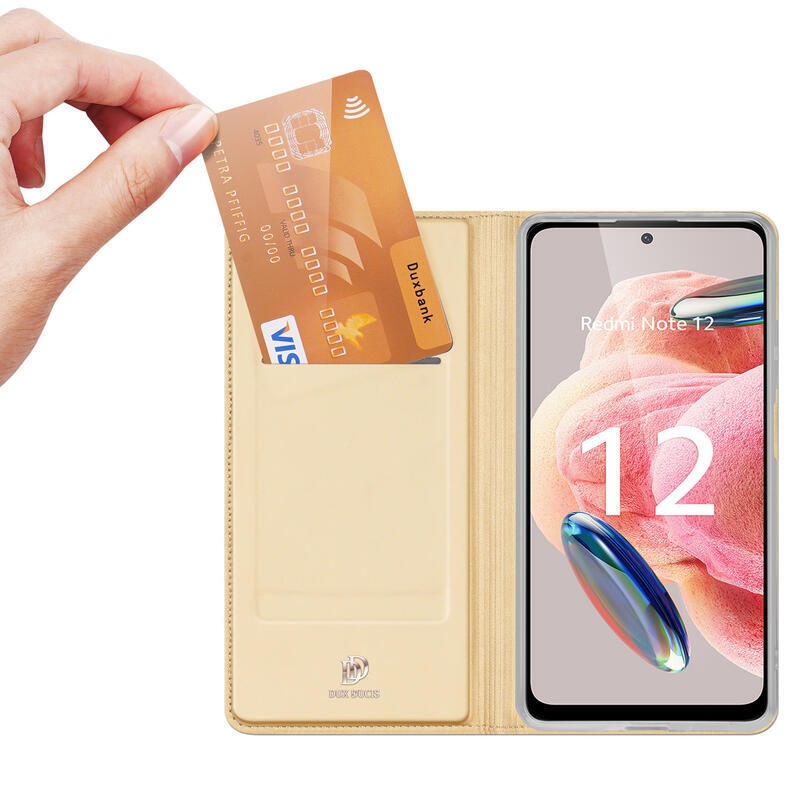 DUX könyv tok a Xiaomi Redmi Note 12 4G készülékhez - arany színben