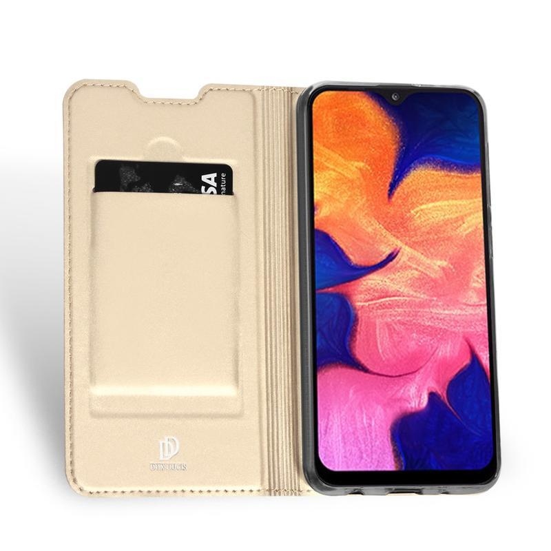 DUX PU bőrből készült elegáns mobiltelefon tok Samsung Galaxy A10 - arany színű
