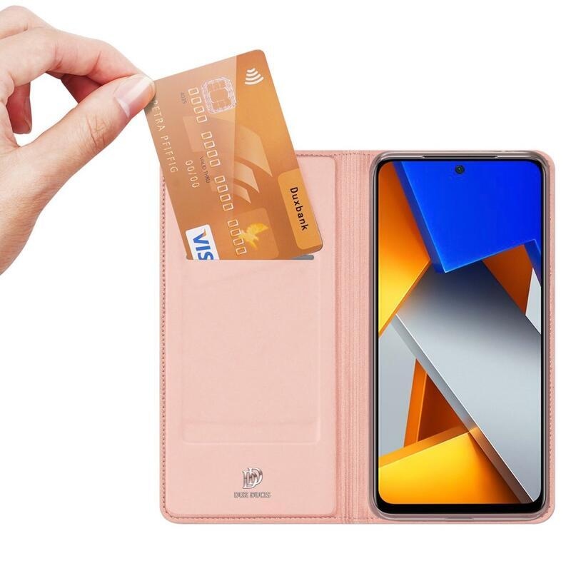 DUX PU bőr pénztárca tok Xiaomi Poco M4 Pro 4G - rózsa arany