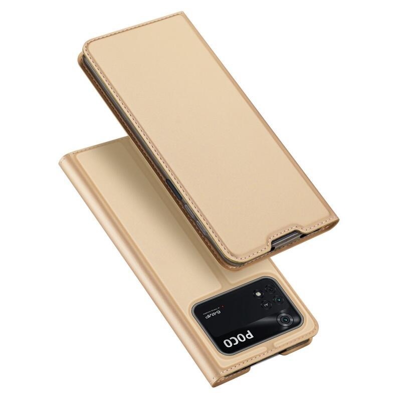 DUX PU bőr pénztárca tok Xiaomi Poco M4 Pro 4G - arany színben