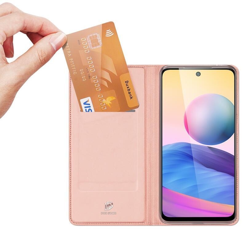 DUX PU bőr pénztárca tok Xiaomi Redmi Note 10 5G/Poco M3 Pro 4G/5G - rózsaszínű