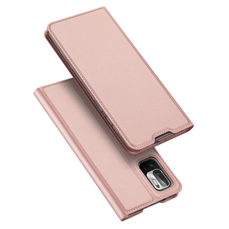 DUX PU bőr pénztárca tok Xiaomi Redmi Note 10 5G/Poco M3 Pro 4G/5G - rózsaszínű