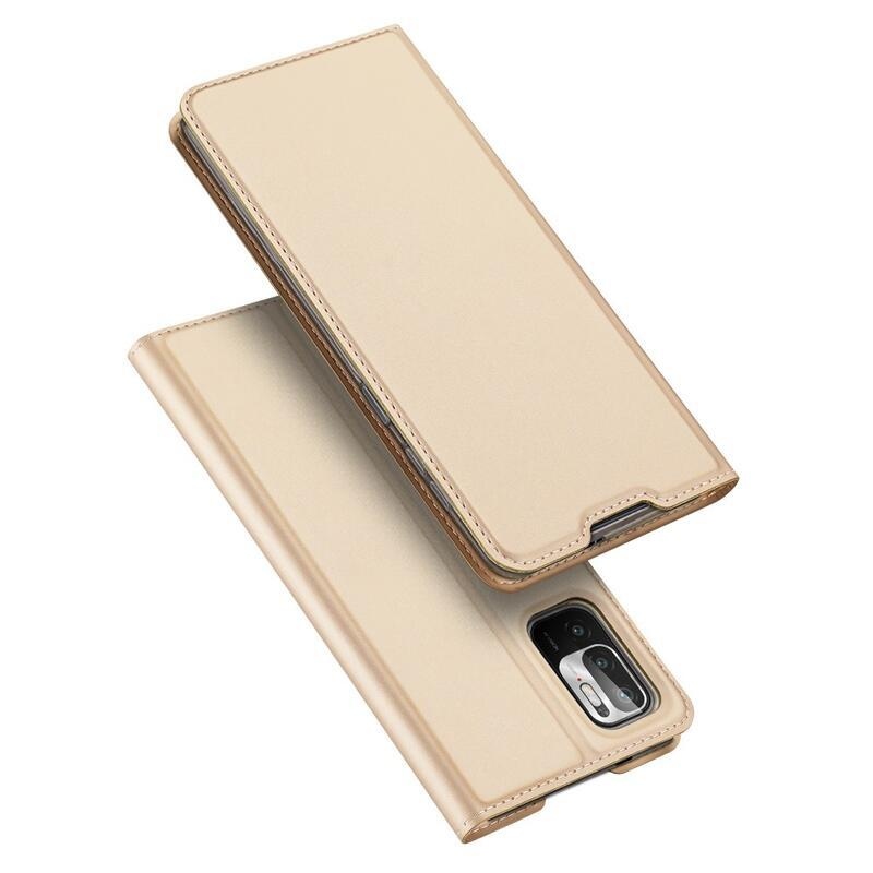 DUX PU bőr pénztárca tok Xiaomi Redmi Note 10 5G/Poco M3 Pro 4G/5G - arany színben