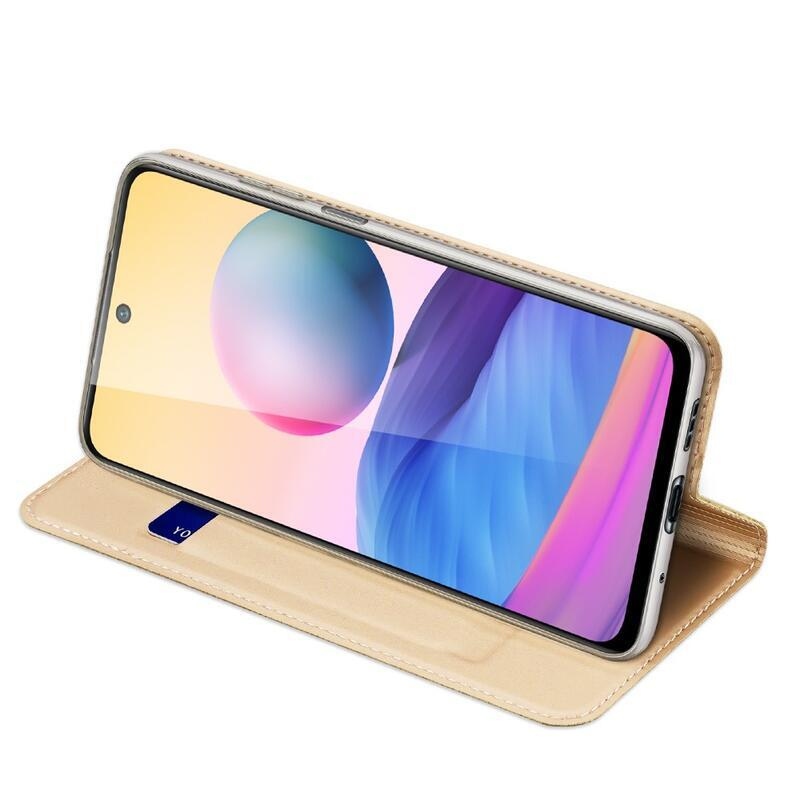 DUX PU bőr pénztárca tok Xiaomi Redmi Note 10 5G/Poco M3 Pro 4G/5G - arany színben