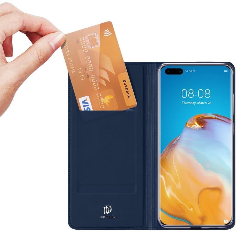 DUX PU bőr tok Huawei P40 Pro készülékhez - sötétkék
