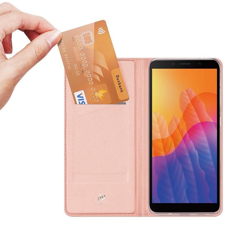 DUX PU bőr tok Huawei Y5p/Honor 9S - rózsaarany színben