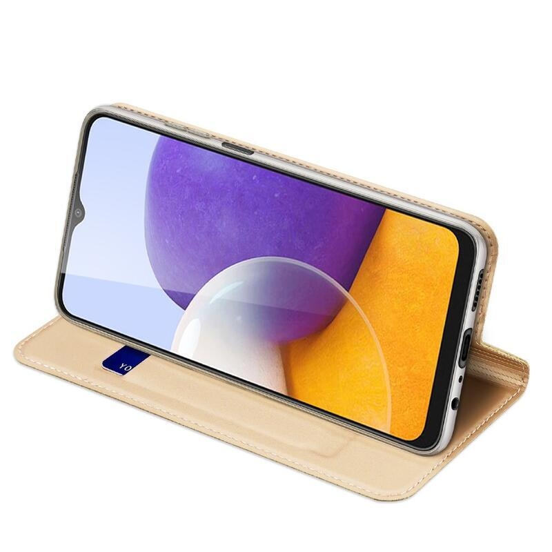 DUX PU bőr tok Samsung Galaxy A22 4G készülékhez - arany színben