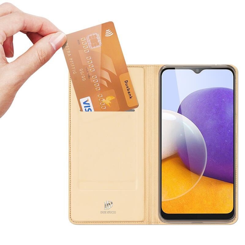 DUX PU bőr tok Samsung Galaxy A22 4G készülékhez - arany színben