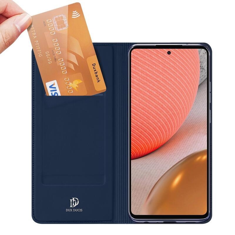 DUX PU bőr tok Samsung Galaxy A72 5G/4G készülékhez - sötétkék