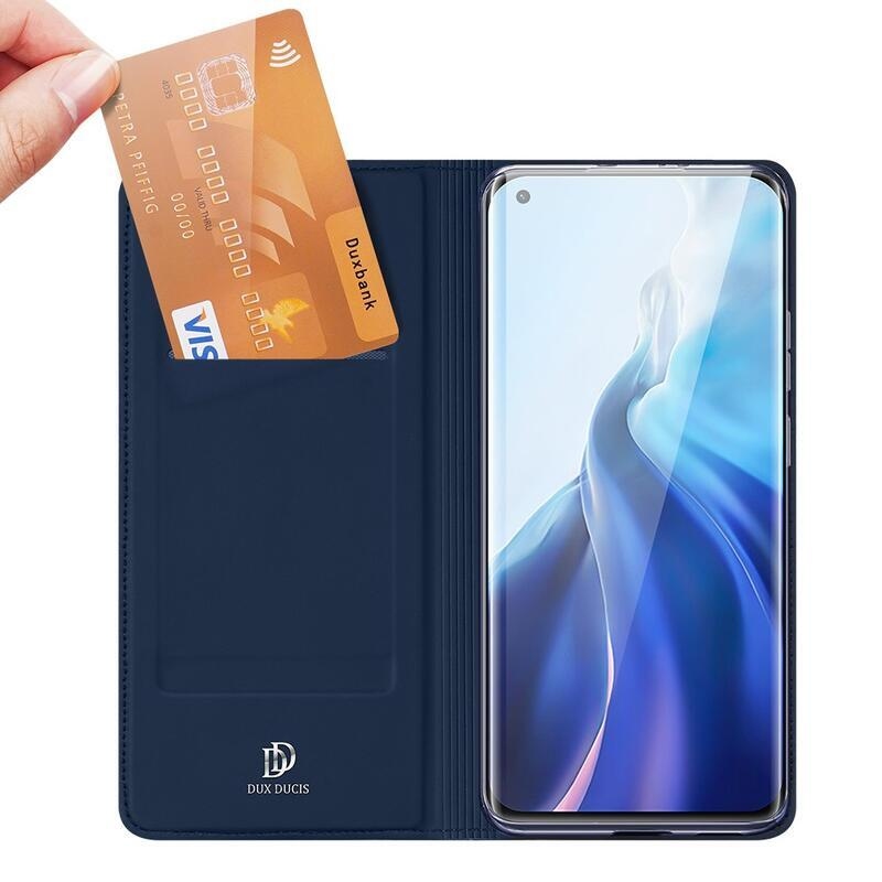 DUX PU bőr tok a Xiaomi Mi 11 készülékhez - sötétkék