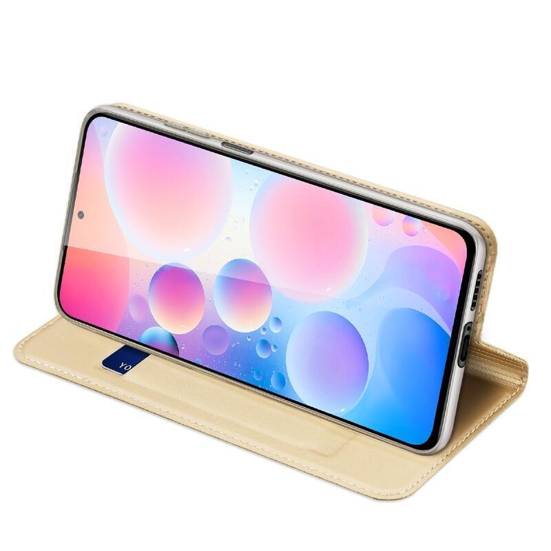 DUX PU bőr tok Xiaomi Poco F3-hoz - arany színű