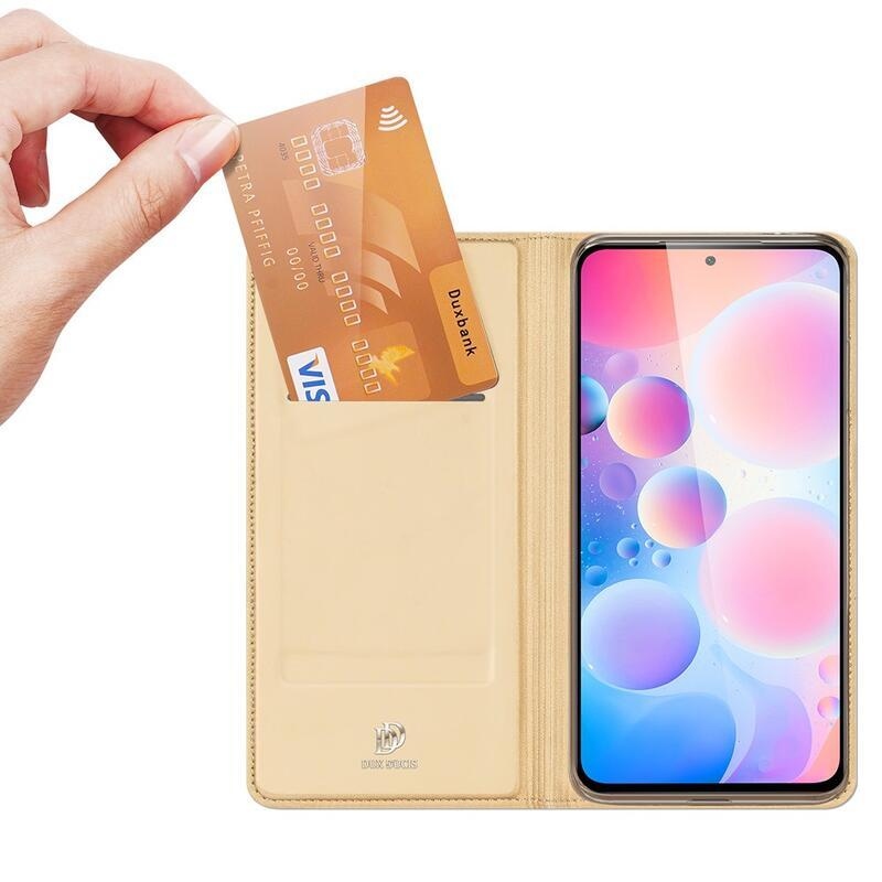 DUX PU bőr tok Xiaomi Poco F3-hoz - arany színű