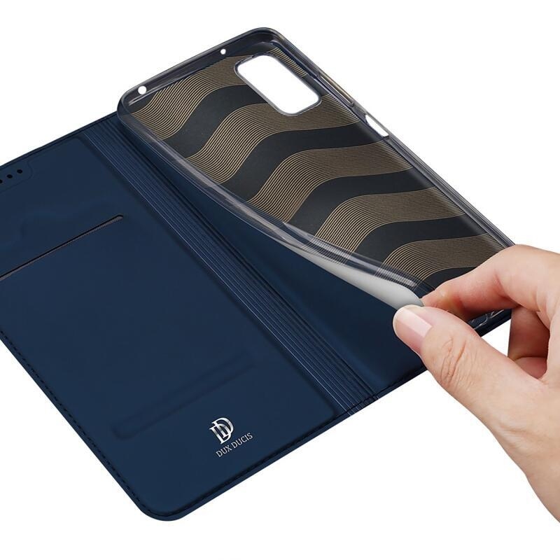 DUX PU bőr tok a Xiaomi Poco M4 5G készülékhez - sötétkék