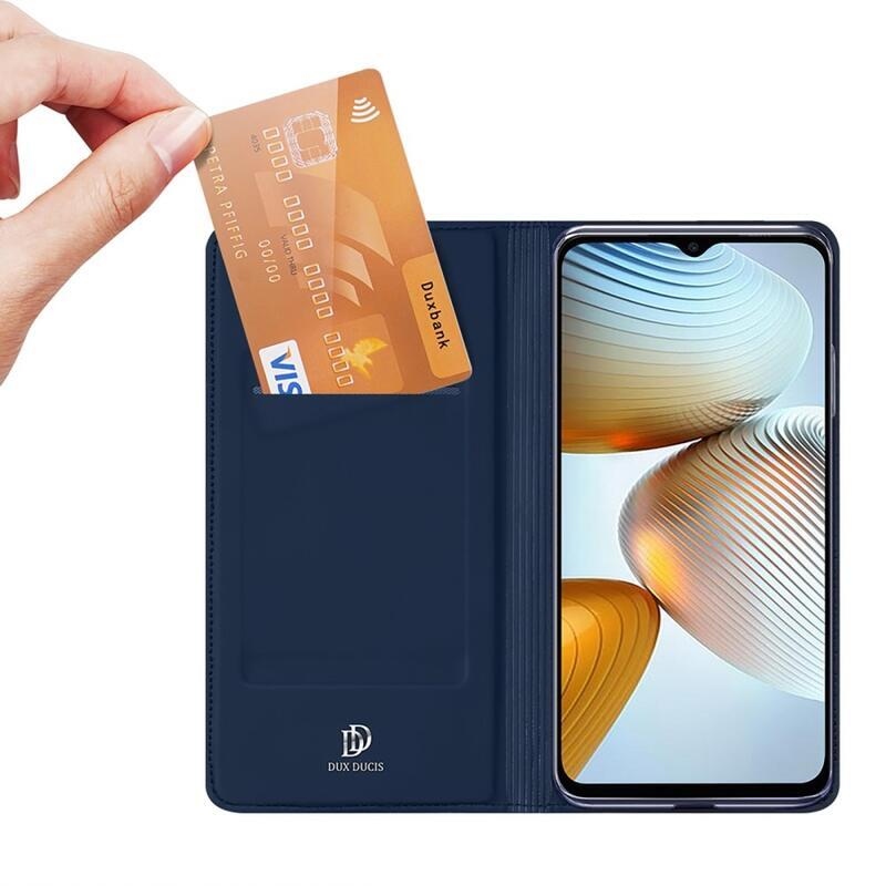 DUX PU bőr tok a Xiaomi Poco M4 5G készülékhez - sötétkék