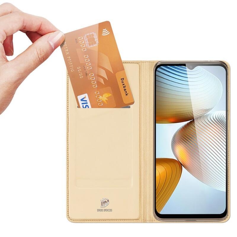 DUX PU bőr tok a Xiaomi Poco M4 5G készülékhez - arany színű