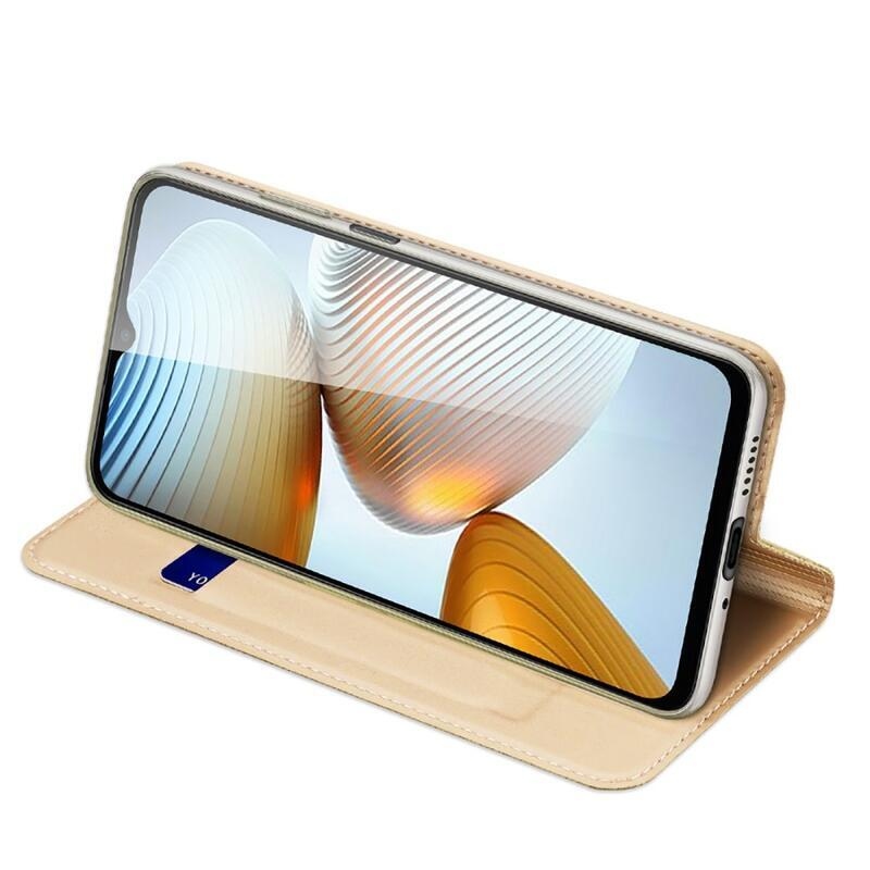 DUX PU bőr tok a Xiaomi Poco M4 5G készülékhez - arany színű