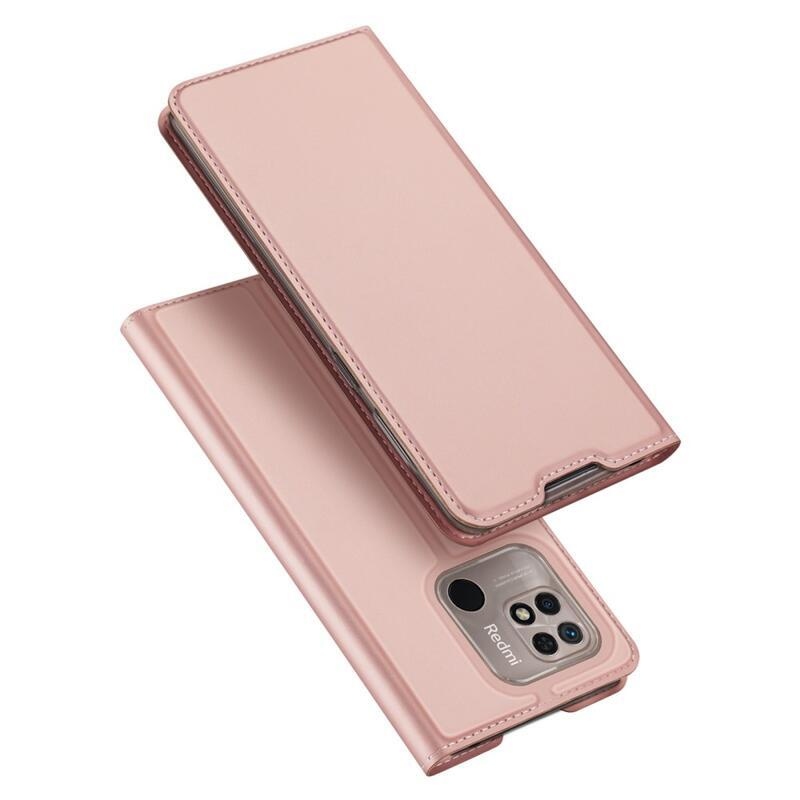 DUX PU bőr tok Xiaomi Redmi 10C - rózsaarany színben