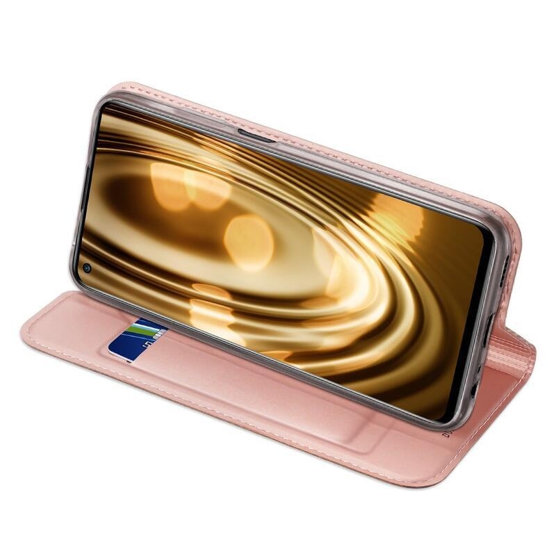 DUX PU bőr tok Xiaomi Redmi Note 9T 5G - rózsaszínű