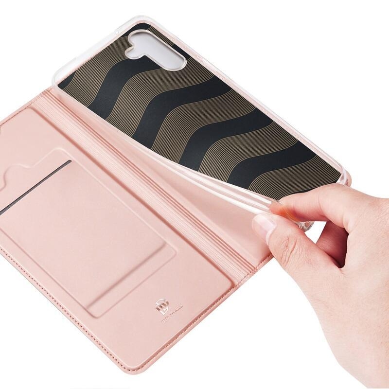 DUX PU bőr mobiltelefon tok Samsung Galaxy A13 5G/Galaxy A04s (164,7 x 76,7 x 9,1 mm) - rózsaarany színű