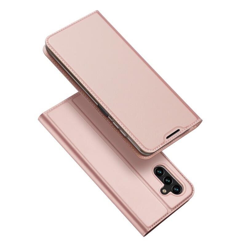 DUX PU bőr mobiltelefon tok Samsung Galaxy A13 5G/Galaxy A04s (164,7 x 76,7 x 9,1 mm) - rózsaarany színű