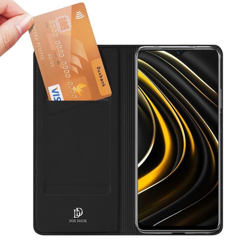 DUX PU bőr tok a Xiaomi Poco M3/Redmi 9T számára - fekete színű