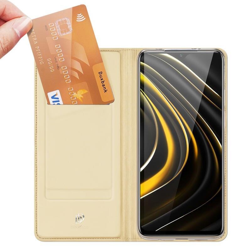 DUX PU bőr tok Xiaomi Poco M3/Redmi 9T - arany színű