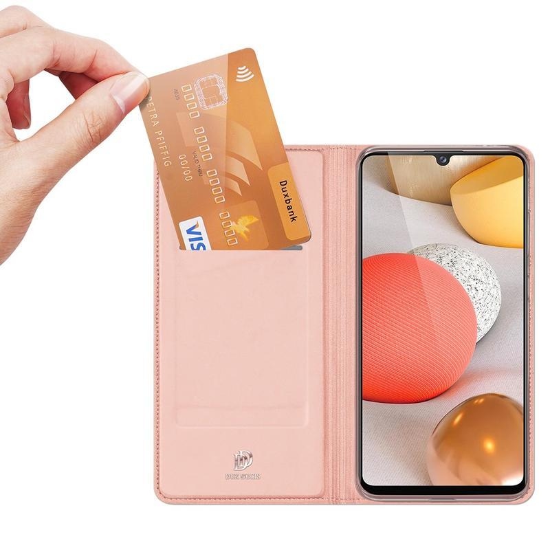 DUX PU bőr tok Samsung Galaxy A42 5G készülékhez - rózsaarany színben