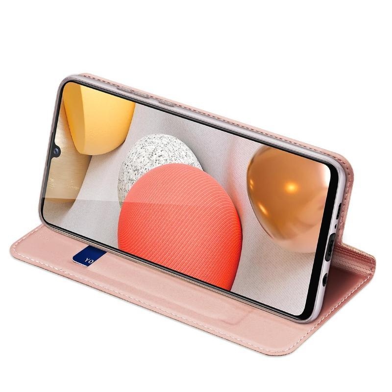 DUX PU bőr tok Samsung Galaxy A42 5G készülékhez - rózsaarany színben