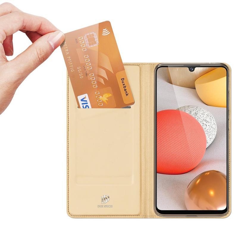 DUX PU bőr tok Samsung Galaxy A42 5G - arany színben