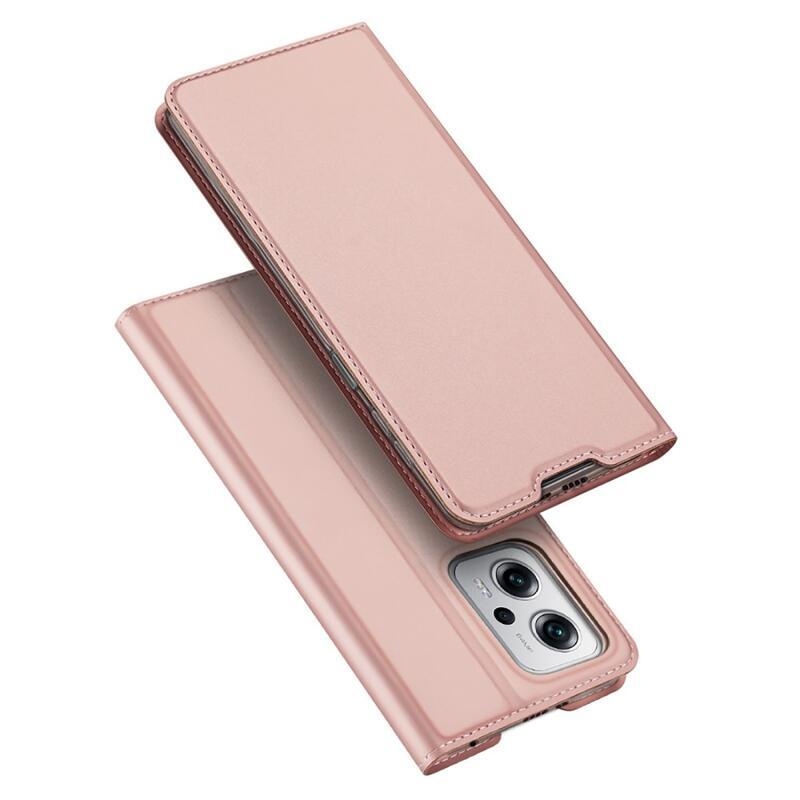 DUX stílusos PU bőr tok Xiaomi Poco X4 GT 5G - rózsaarany színben
