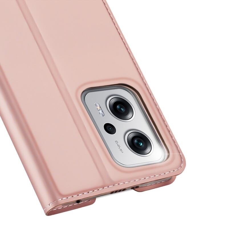 DUX stílusos PU bőr tok Xiaomi Poco X4 GT 5G - rózsaarany színben