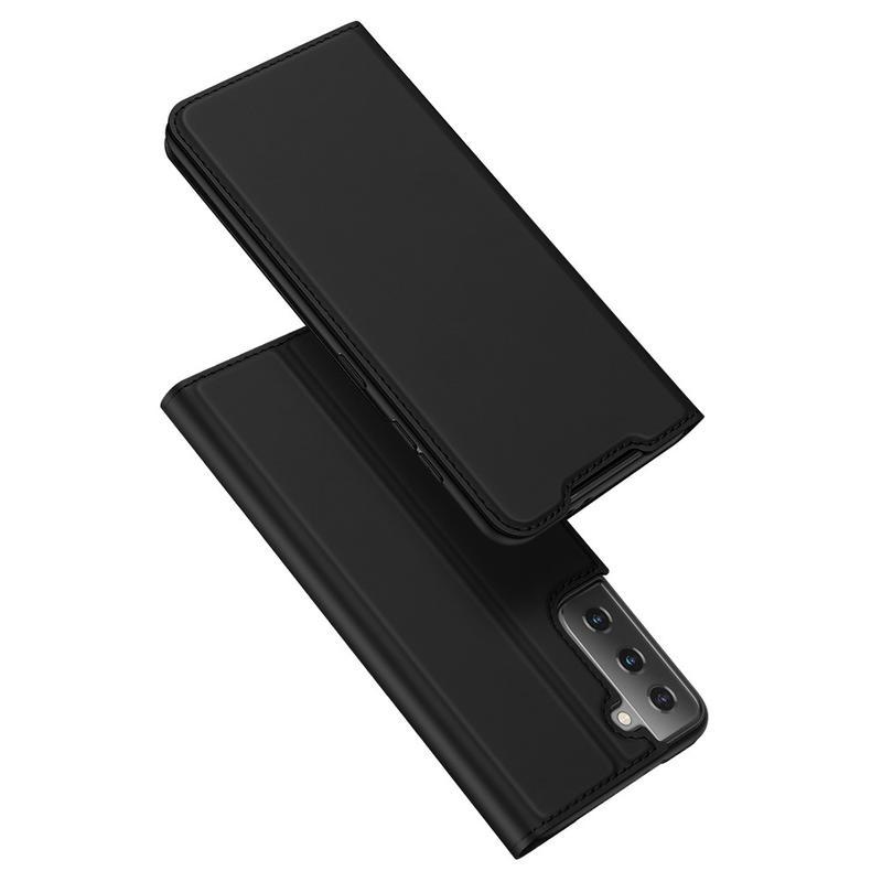 DUX stílusos PU bőr tok Samsung Galaxy S21 készülékhez - fekete