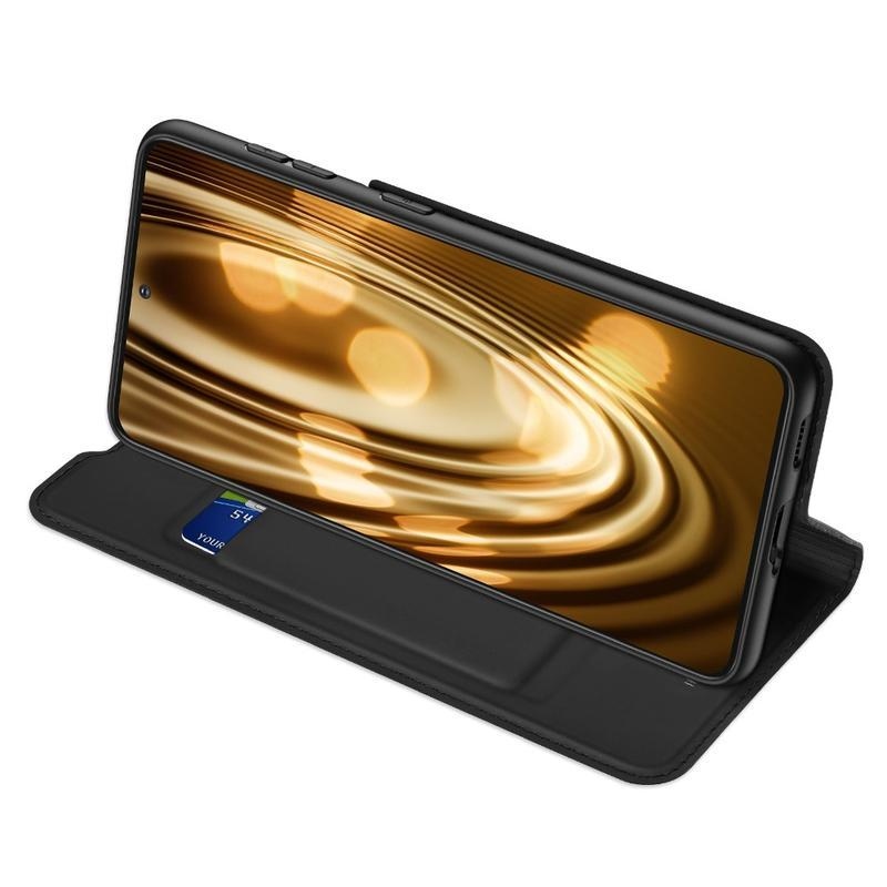 DUX stílusos PU bőr tok Samsung Galaxy S21 készülékhez - fekete