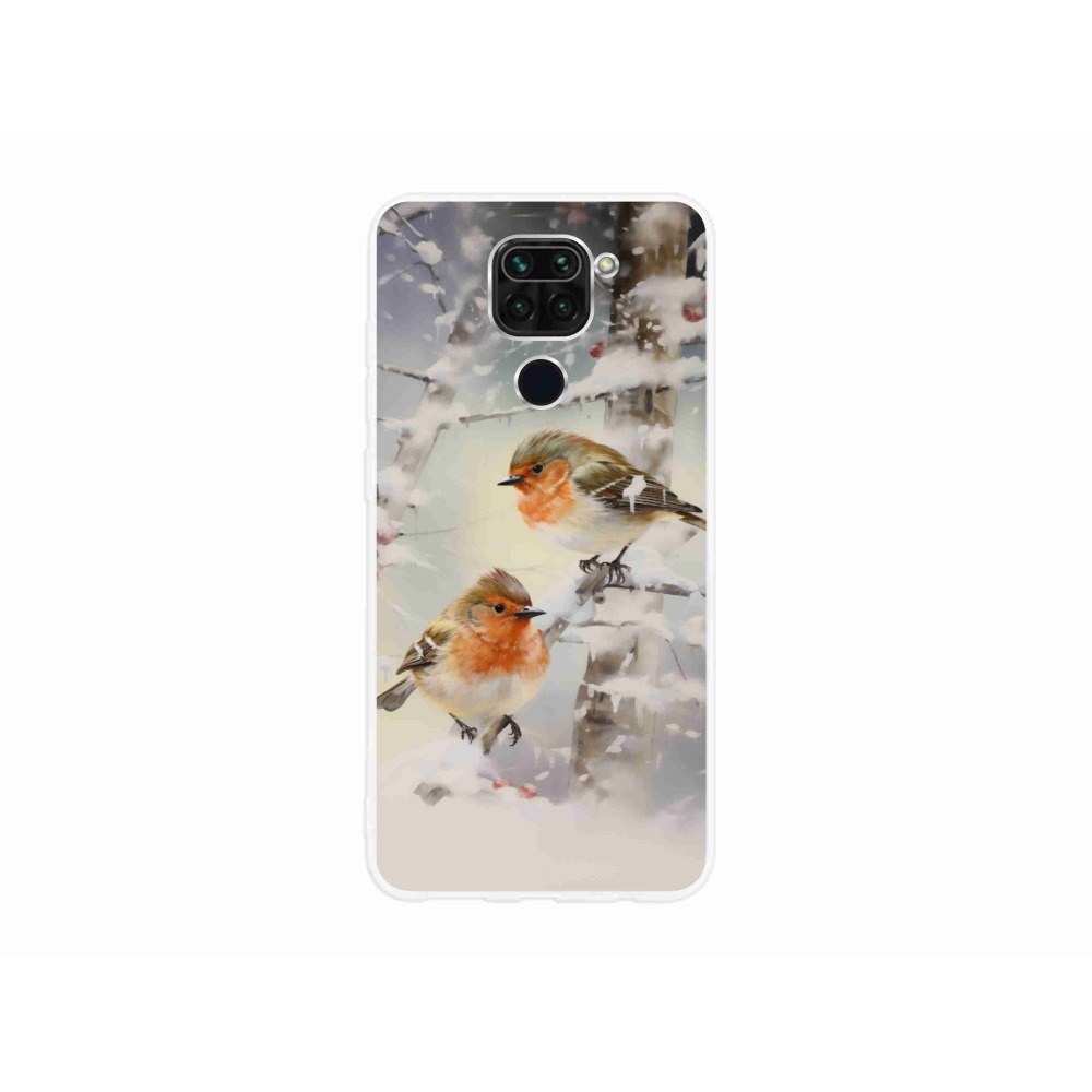 Gél borítás mmCase a Xiaomi Redmi Note 9-hez - madarak télen