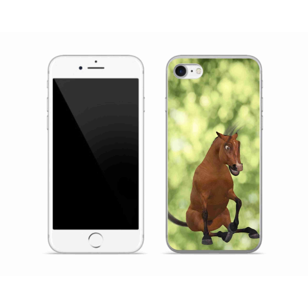 Zselés borítás mmCase iPhone SE (2020) - barna rajzfilm ló 1