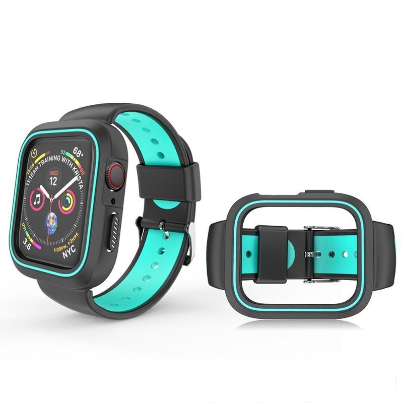 Kéttónusú szilikon szíj az Apple Watch 4 40 mm-es órához - fekete/zöld színű