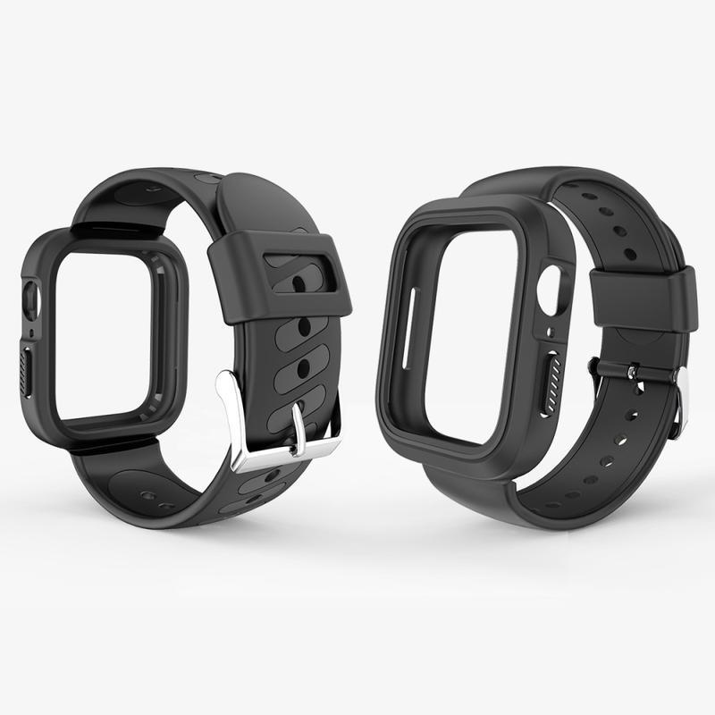 Kéttónusú szilikon szíj az Apple Watch 4 40 mm-es órához - fekete