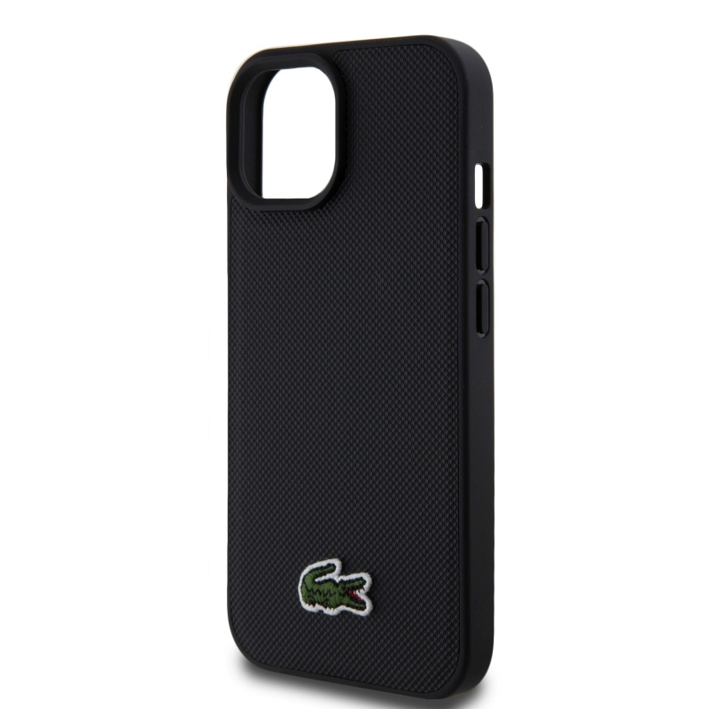 Lacoste Iconic Petit Pique Woven Logo Magsafe hátlap iPhone 15-hez Fekete