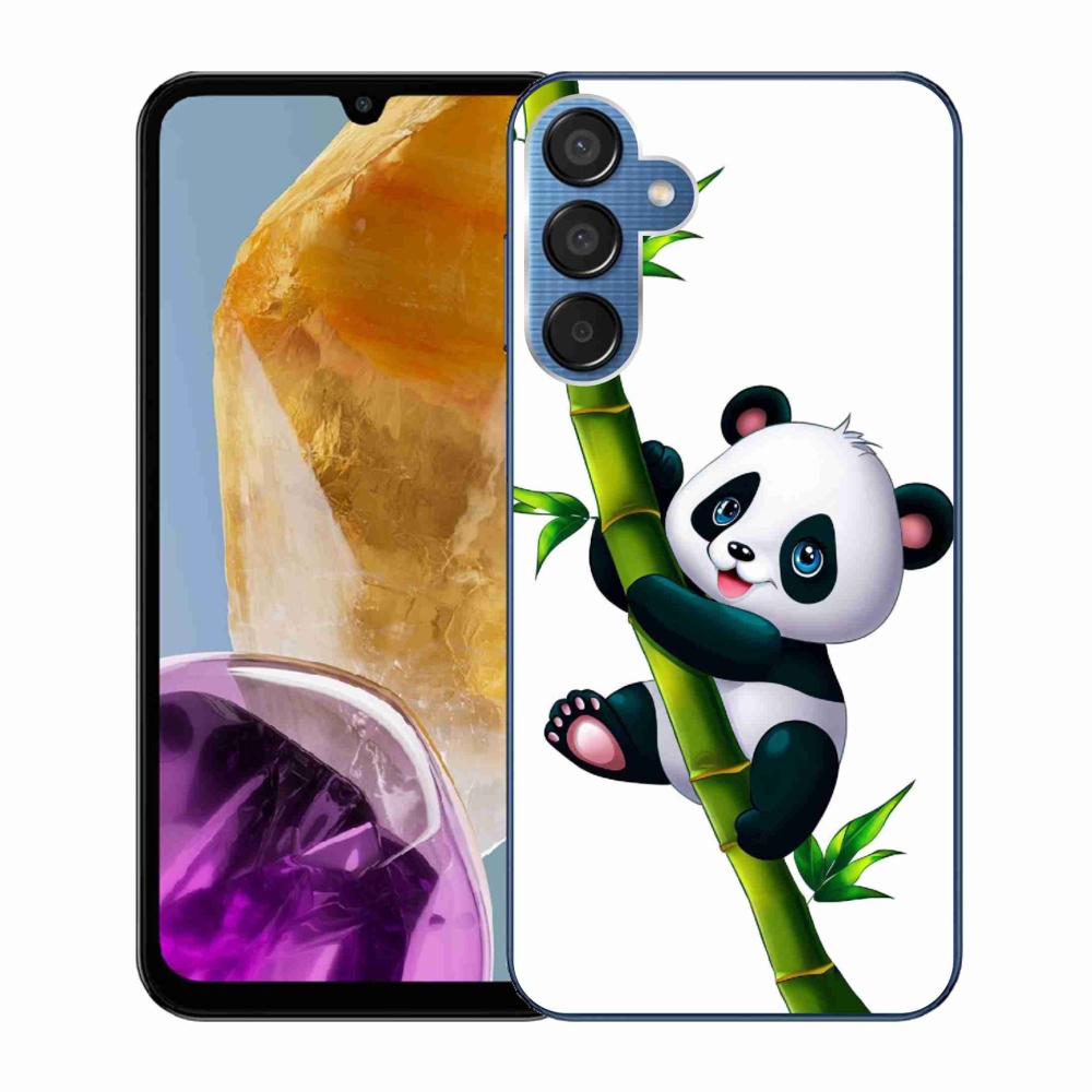 Gél borító mmCase Samsung Galaxy M15 5G - panda a bambuszon - Samsung Galaxy M15 5G számára