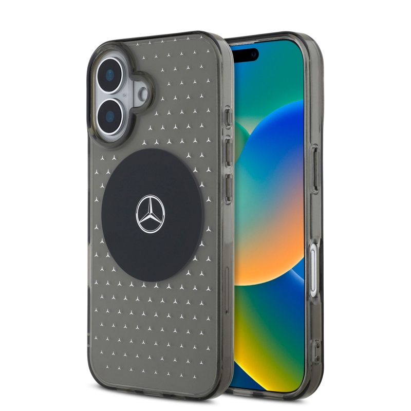 Mercedes PC/TPU csillagmintás MagSafe hátlap az iPhone 16 Plus készülékhez Fekete