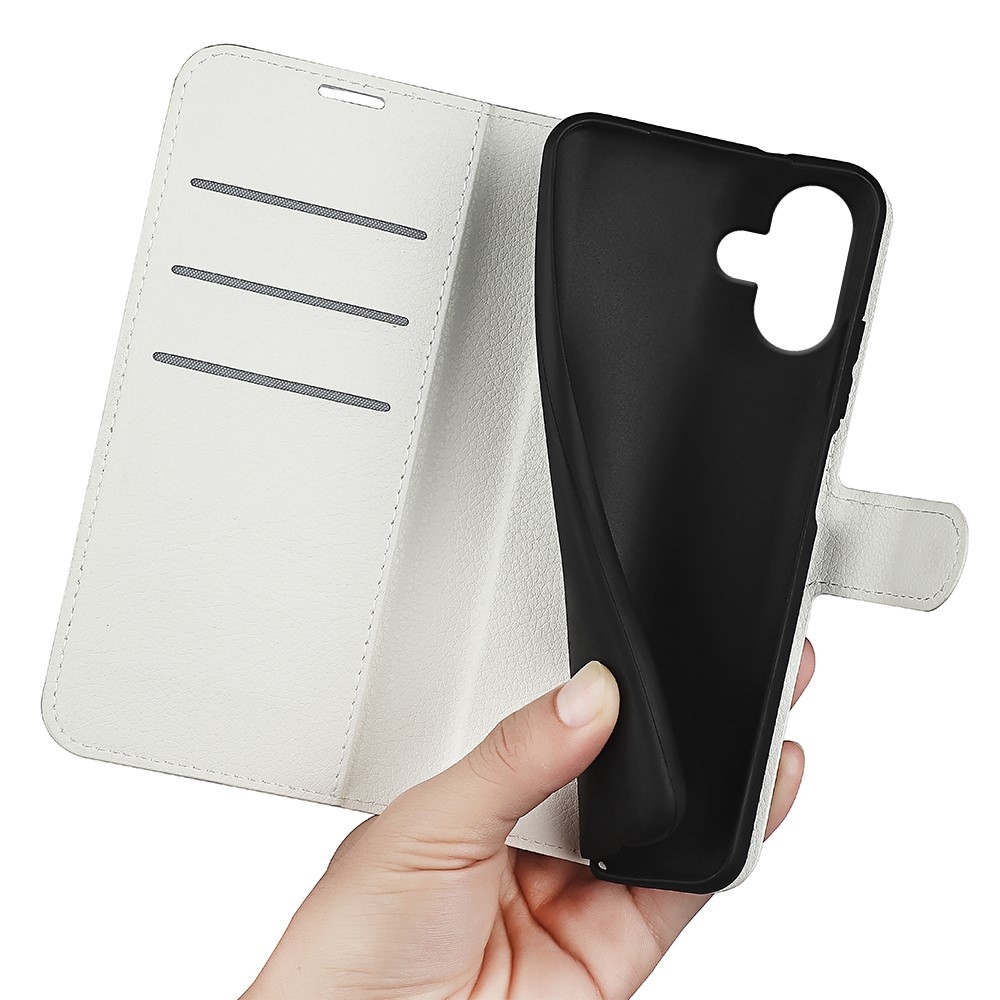 Litchi könyv tok iPhone 16 Plus készülékhez - fehér