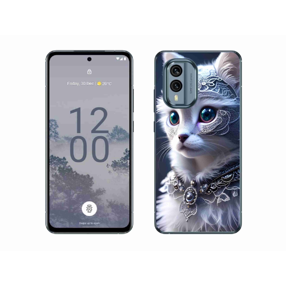 Zselés borítás mmCase a Nokia X30 5G készülékhez - fehér macska