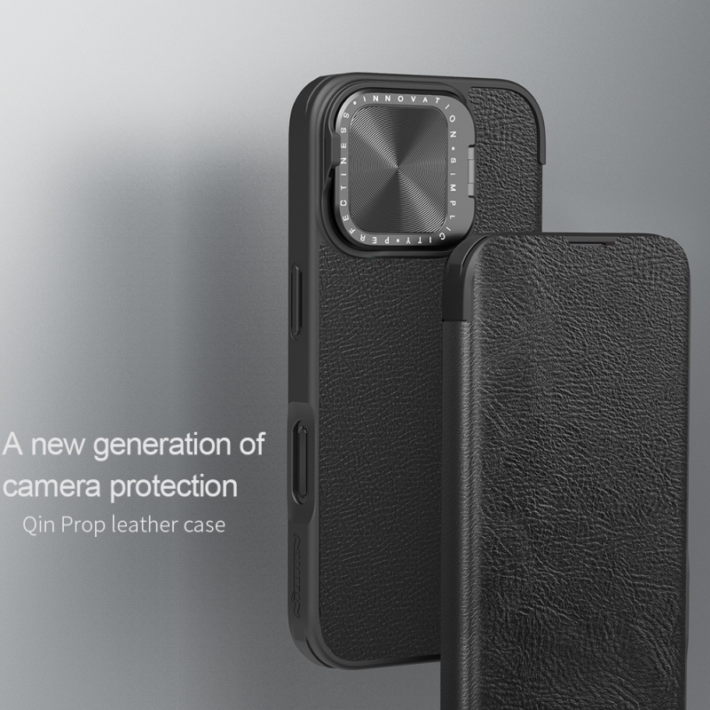 Nillkin Qin Book Prop Case tok Apple iPhone 16 Classic fekete