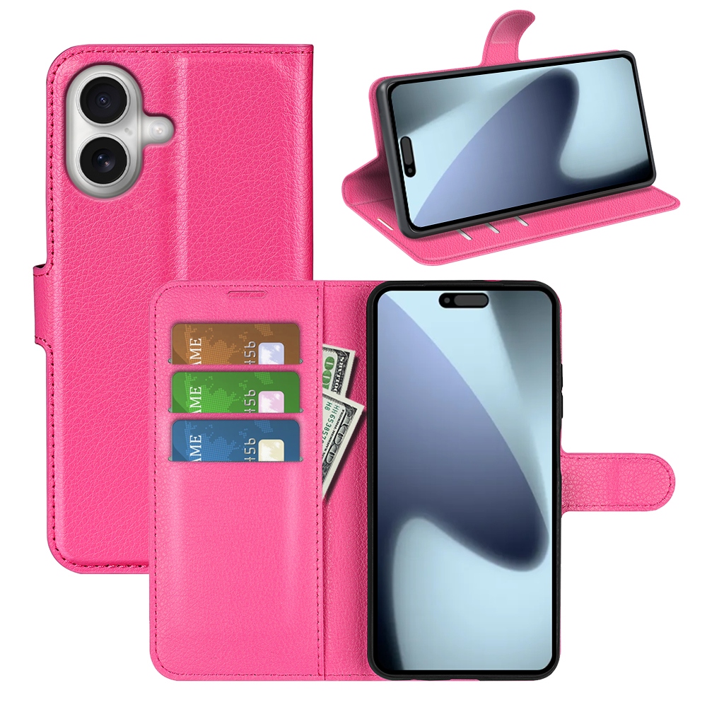 Litchi könyvtáska iPhone 17-hez - rózsaszínű