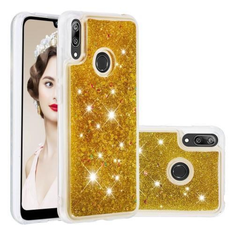 Glitter zselés tok Huawei Y7 (2019) - arany színben
