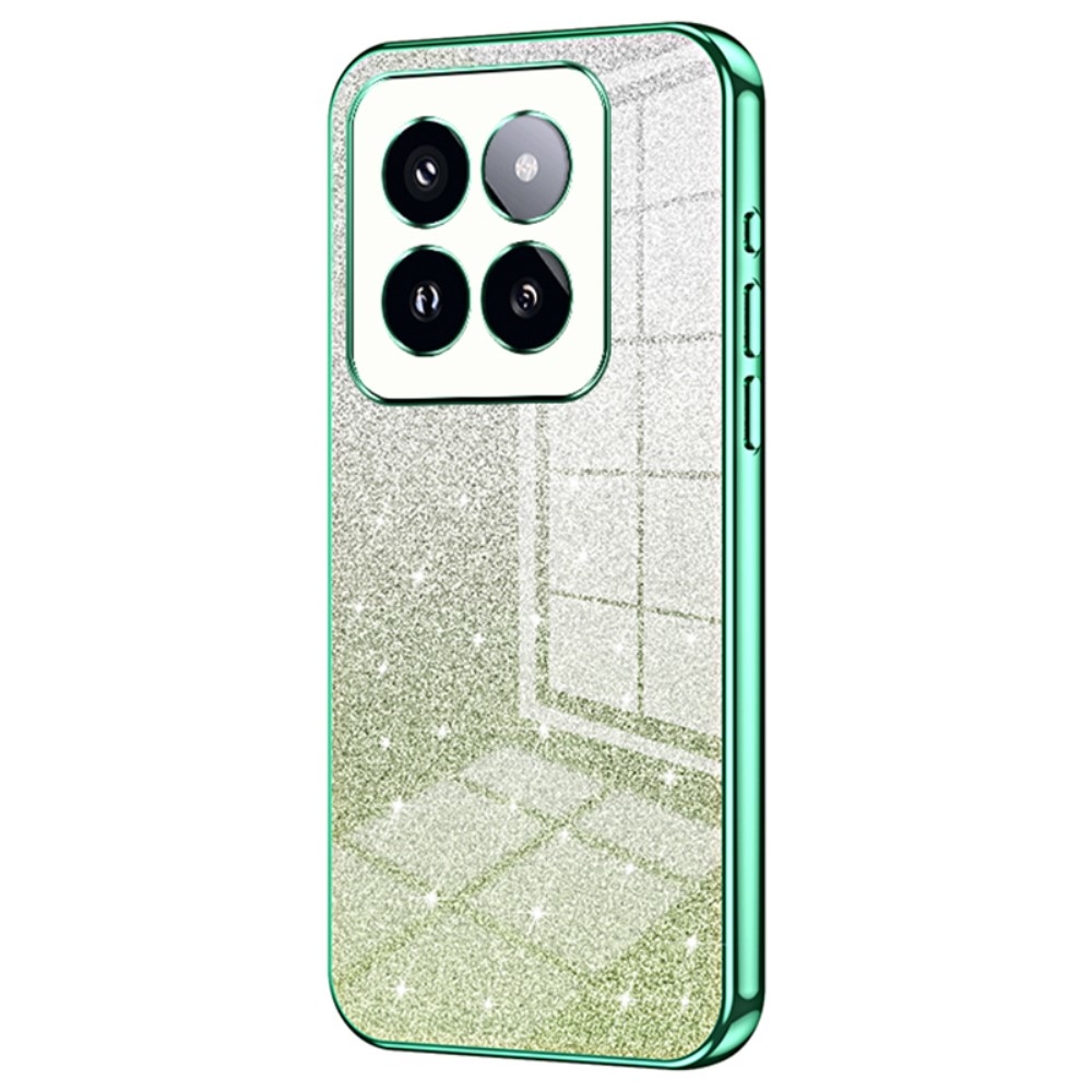 Vágott zselés csillogó tok a Xiaomi 14 Pro-hoz - zöld